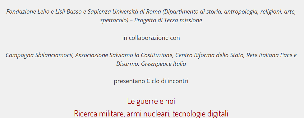 Le guerre e noi. ricerca militare, armi nucleari, tecnologie digitali